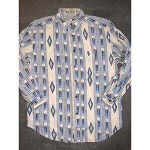 Bugle boy Vintage 90s Aztec western long sleeve button cotton Shirt size med